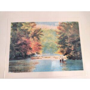 George Wal Davis Autumn River Landscape Art Print Fly Fishing Nature Outdoor
